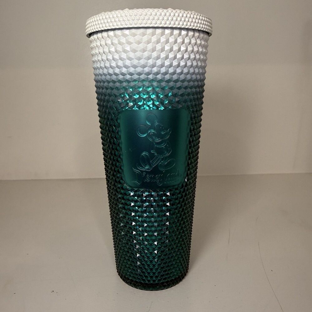 2024 Disneyland Dark Teal Gradient Starbucks Mickey Studded Tumbler No Straw